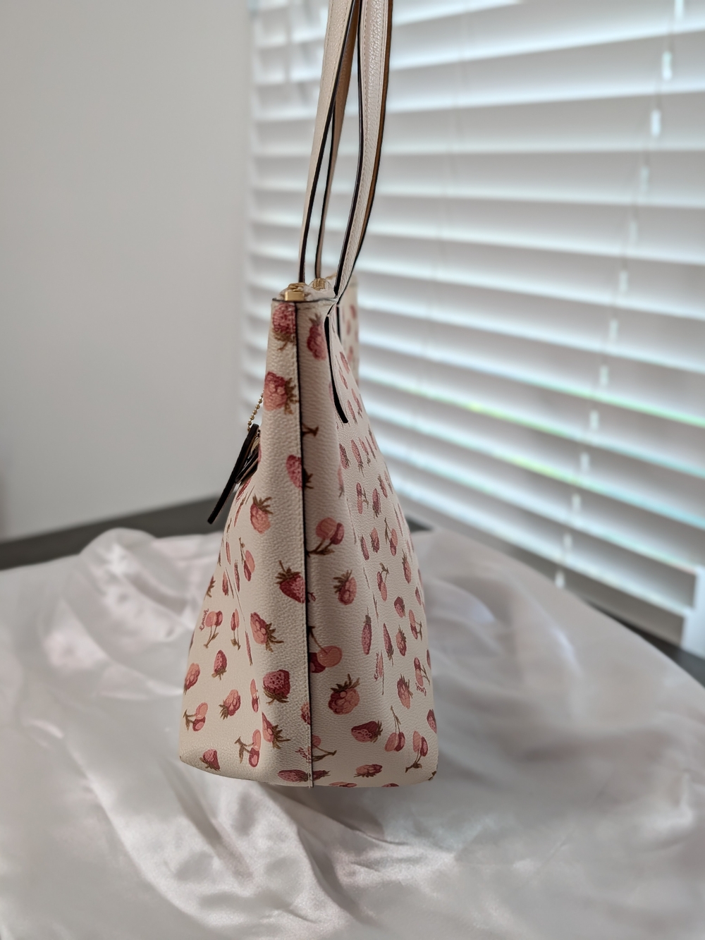 COACH Cream Strawberry Print Tote Bag - Picture 10 of 15